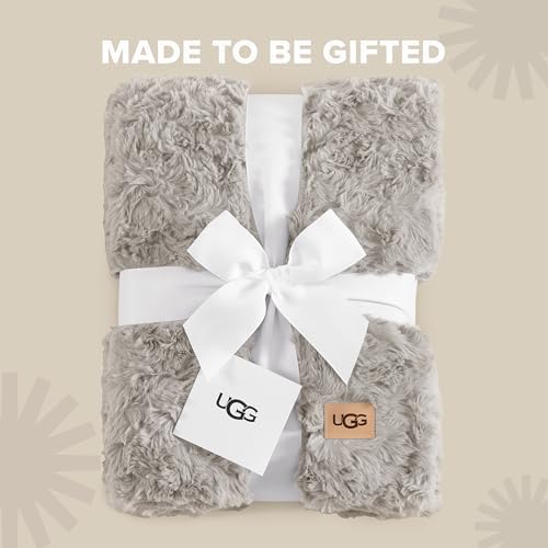 UGG Adalee Throw Blanket for Sofa, Faux Fur Blanket, 50" x 70", Seal