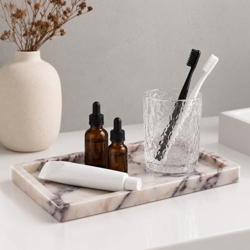 Calacatta Viola Marble Tray 10"x5", Bathroom Vanity Organizer