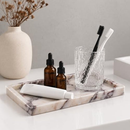 Calacatta Viola Marble Tray 10"x5", Bathroom Vanity Organizer