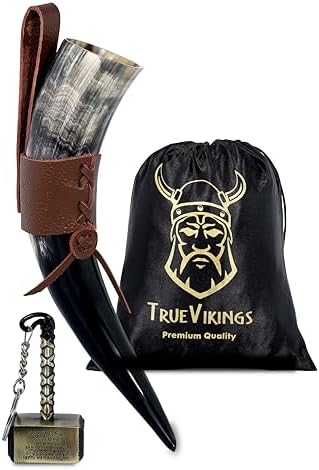 Drinking Horn — 10-12 Inch Viking Gifts for Men & Women | With Thor