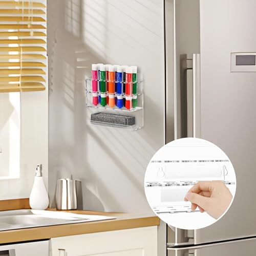 Dry Erase Marker Holder, Wall Mounted Acrylic Marker Holder with 10