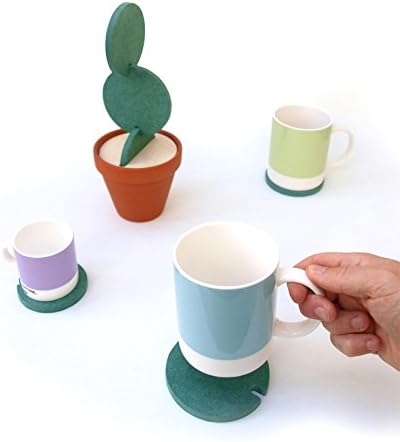 TriPro Creative Cactus Coasters Set of 6 with Holder — Fun &