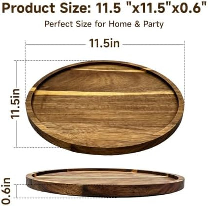 11.5" Round Acacia Wood Serving Tray