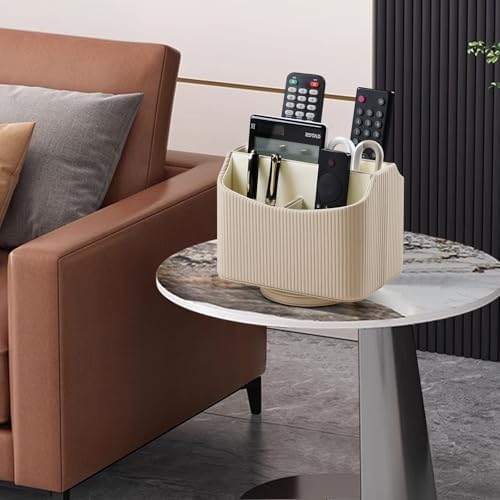 360° Rotating TV Remote Control Holder Desk Remote Organizer Beige
