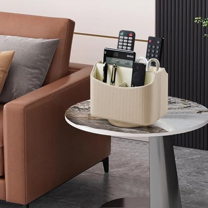 360° Rotating TV Remote Control Holder Desk Remote Organizer Beige