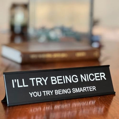 Funny Desk Signs for Office Women Men,Sarcastic Snarky Gift Prank