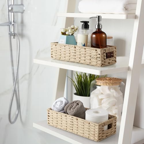 dreamkey Set of 2 Wicker Toilet Paper Storage Baskets, Hand-Woven