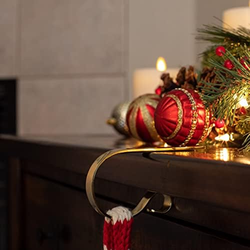 BIRDROCK HOME Christmas Stocking Mantel Hooks - Metal Fireplace Hanger