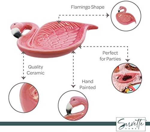 Servette Home Ceramic Trinket Tray Serving Dish-Flamingo