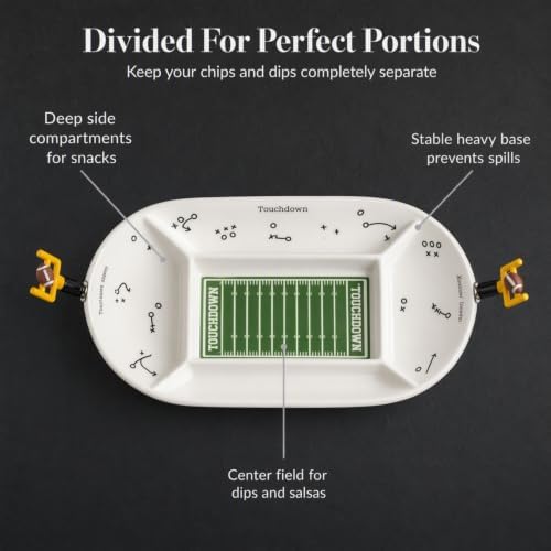 Mud Pie Football Field Platter Set, Divided Game Day Serving Tray