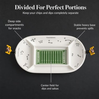Mud Pie Football Field Platter Set, Divided Game Day Serving Tray