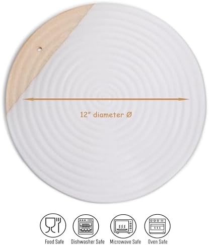 Amarcado Premium Ceramic Serving Platter, White - 12” Round