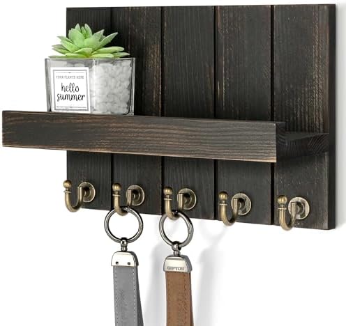 Rebee Vision Key Holder Wall Mount with Shelf for Office, Distressed