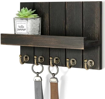 Rebee Vision Key Holder Wall Mount with Shelf for Office, Distressed