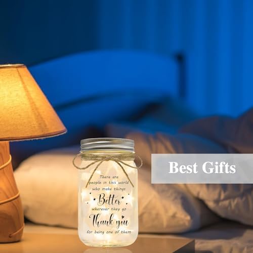 Thank You Gifts for Women Men - Mason Jar Night Light