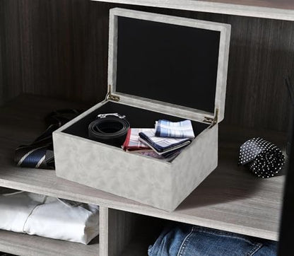 HofferRuffer Faux Leather Decorative Box, Large Wooden Structure