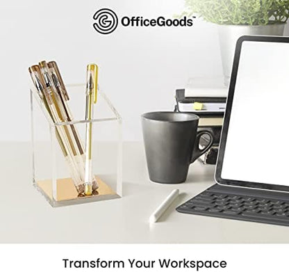 OfficeGoods Acrylic Pen and Pencil Holder, Gold