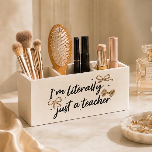 Teacher Appreciation Gifts Wood Pencil Pen Holder for Desk, Back to