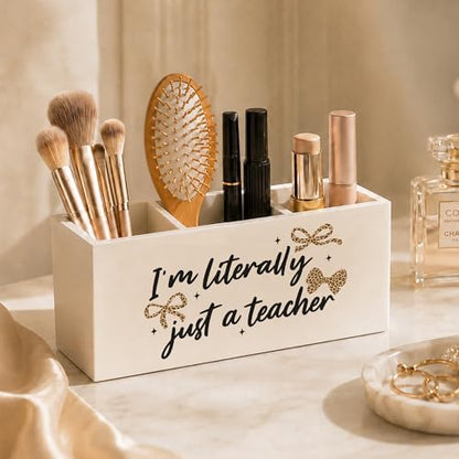 Teacher Appreciation Gifts Wood Pencil Pen Holder for Desk, Back to