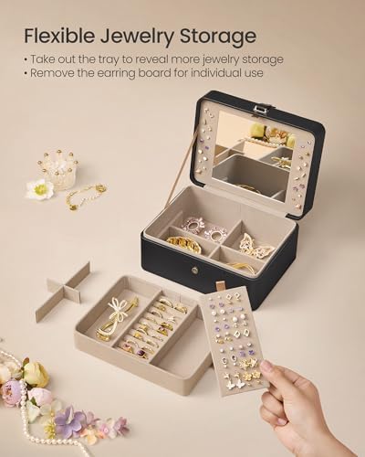 SONGMICS 2-Layer Travel Jewellery Box, Portable Storage Case