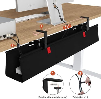 Univivi No Drill Under Desk Cable Management Tray, 36 inch Cable