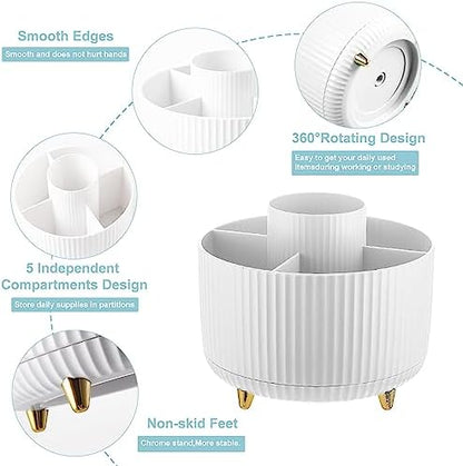 Cayxenful Pencil Holder For Desk,5 Slots 360°Degree Rotating Desk