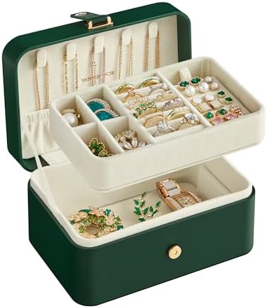 SONGMICS Travel Jewelry Organizer, 2-Layer Portable Jewelry Box Case