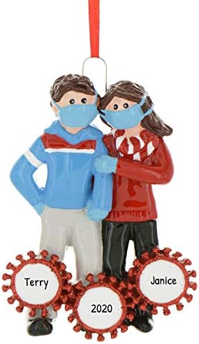 Personalized Our First Christmas Ornament 2026, Couple Face Mask