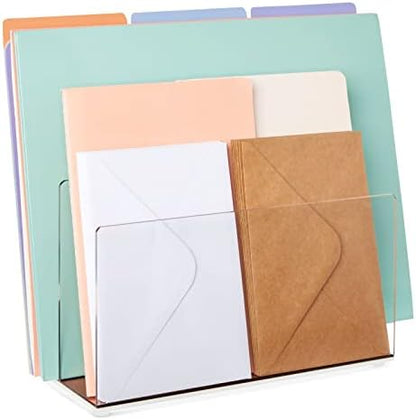 Okuna Outpost Clear Acrylic File Folder Organizer - Two-Section File