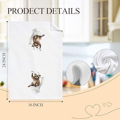 Funny Raccoon Bathroom Hand Towels, Raccoon Lover Gifts, Humor Bathing