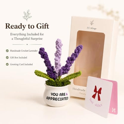 Crochet Flowers Lavender, Appreciation Gift for Women, Coworker