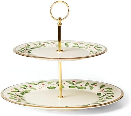 Lenox Holiday Porcelain 2-Tier Christmas Serving Tray