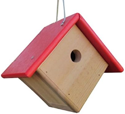 JCs Wildlife Cedar and Poly Wren Chickadee Warbler Bird House, Red