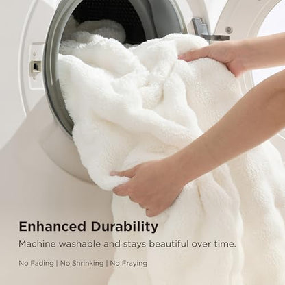 Bedsure GentleSoft Cloud Bubble Sherpa Throw Blanket for Couch, Fluffy