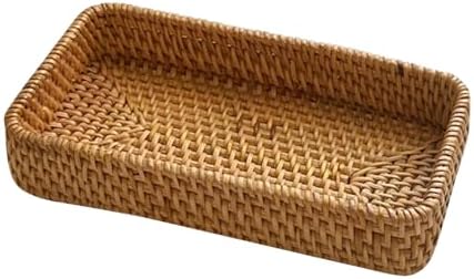 Pilarmuture Rattan Serving Vanity Tray: Sturdy Storage Basket for