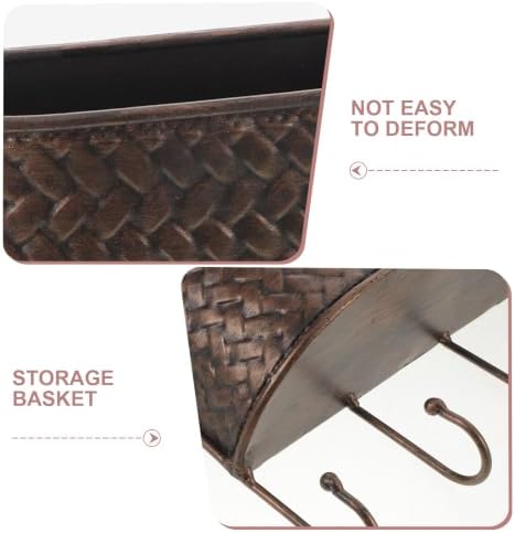 Ipetboom Wall Mounted Key and Mail Organizer Basket, Iron Coffee