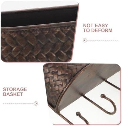 Ipetboom Wall Mounted Key and Mail Organizer Basket, Iron Coffee