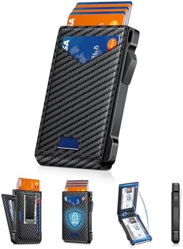 Wallet for Men RFID Wallet with 2 ID Windows & Money Clip, Slim Card
