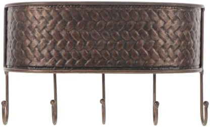 Ipetboom Wall Mounted Key and Mail Organizer Basket, Iron Coffee