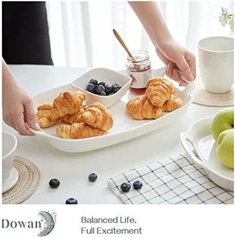 DOWAN Serving Tray with Handles, 15.4" Large Platters for Wedding