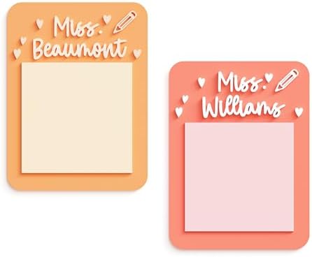 The Cotton & Canvas Co. Personalized Name Sticky Note Holder, Teacher