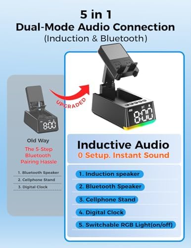 Bluetooth Speaker Birthday Gift for Men:Induction Cell Phone Stand