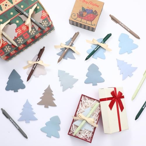 Pasimy 24 Set Christmas Sticky Notes Pens Bulk Xmas Gifts for Coworker