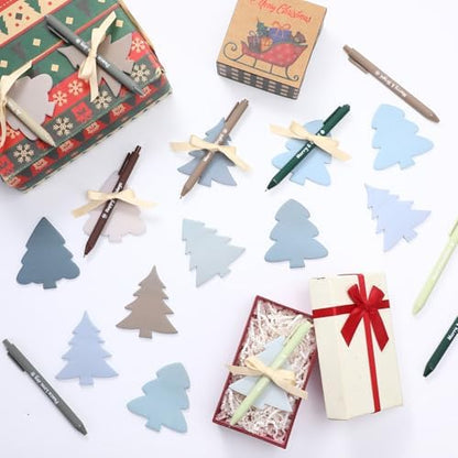 Pasimy 24 Set Christmas Sticky Notes Pens Bulk Xmas Gifts for Coworker