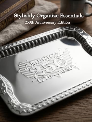 4 Pack America 250 Year Anniversary Unique Silver Trays for Serving