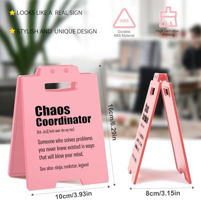 Chaos Coordinator Gifts for Work Anniversary – Funny Pink Desk Decor