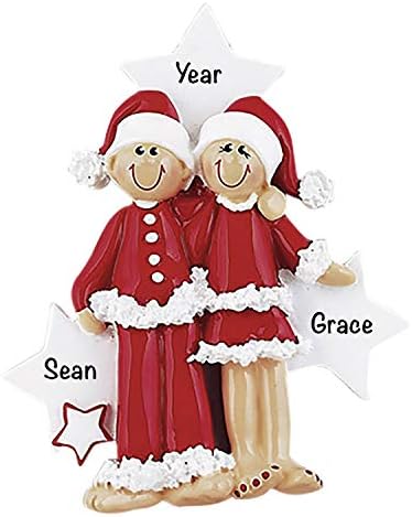 Personalized Couple Ornament 2026, Couple in Santa Suits