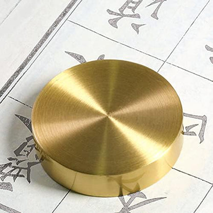 4 pcs Chinese Calligraphy Paperweight Brass Golden Calligraphy
