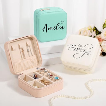 Personalized Jewelry Box for Women, Custom Travel Jewelry Case with