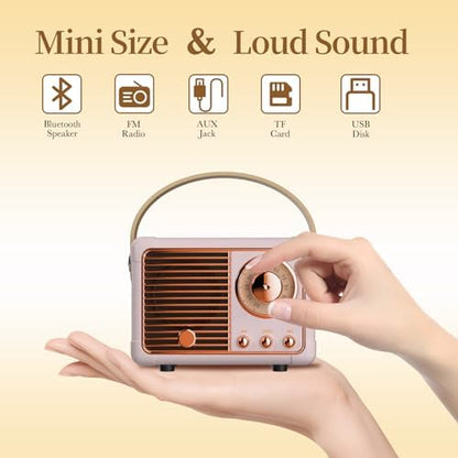 Retro Bluetooth Speaker, Wireless Mini Portable Speakers Vintage Radio